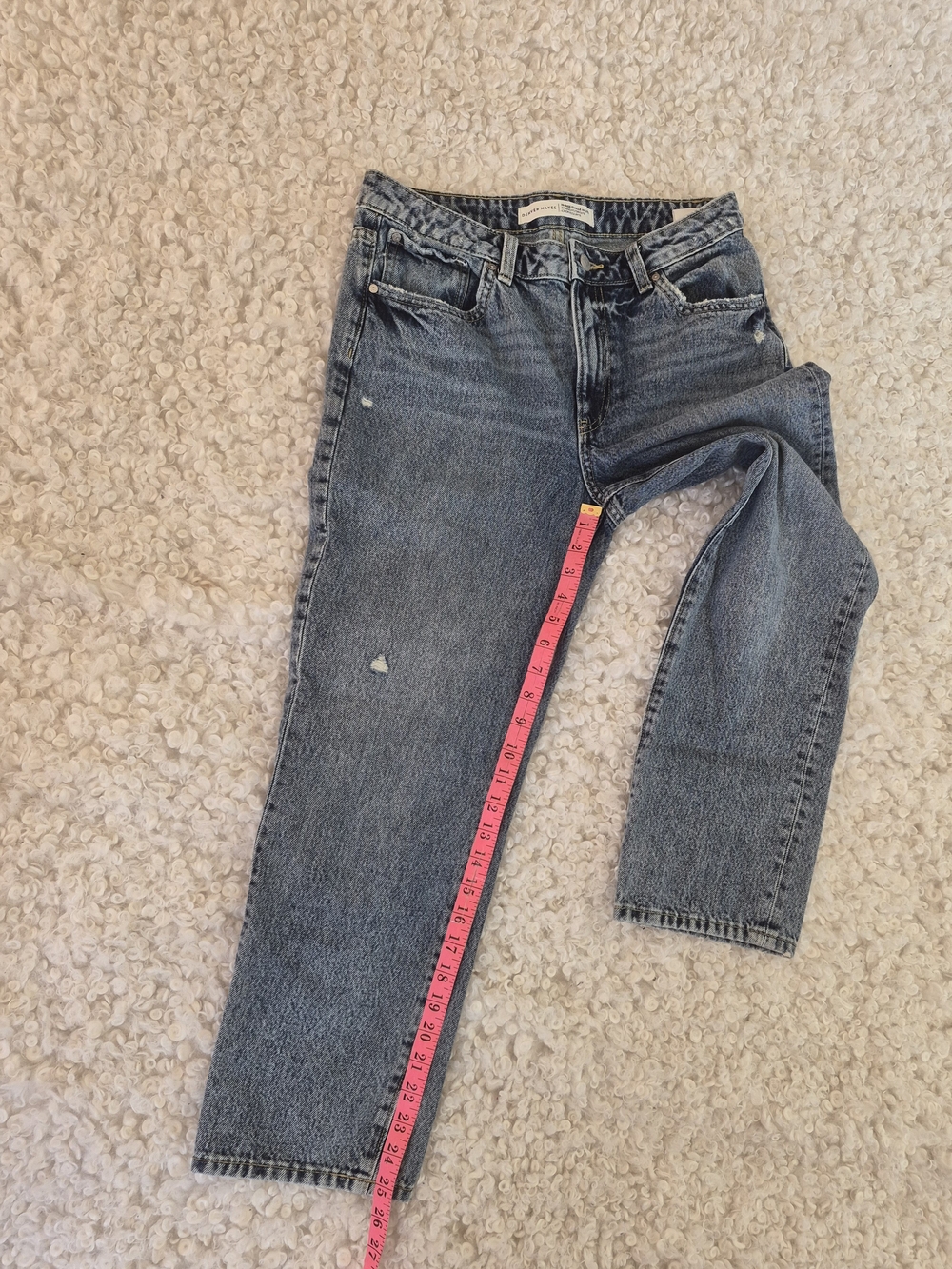 Denver Hayes High Rise Straight Crop Denim Jeans Blue 6 Classic Casual 80's Y2K - Picture 6 of 11